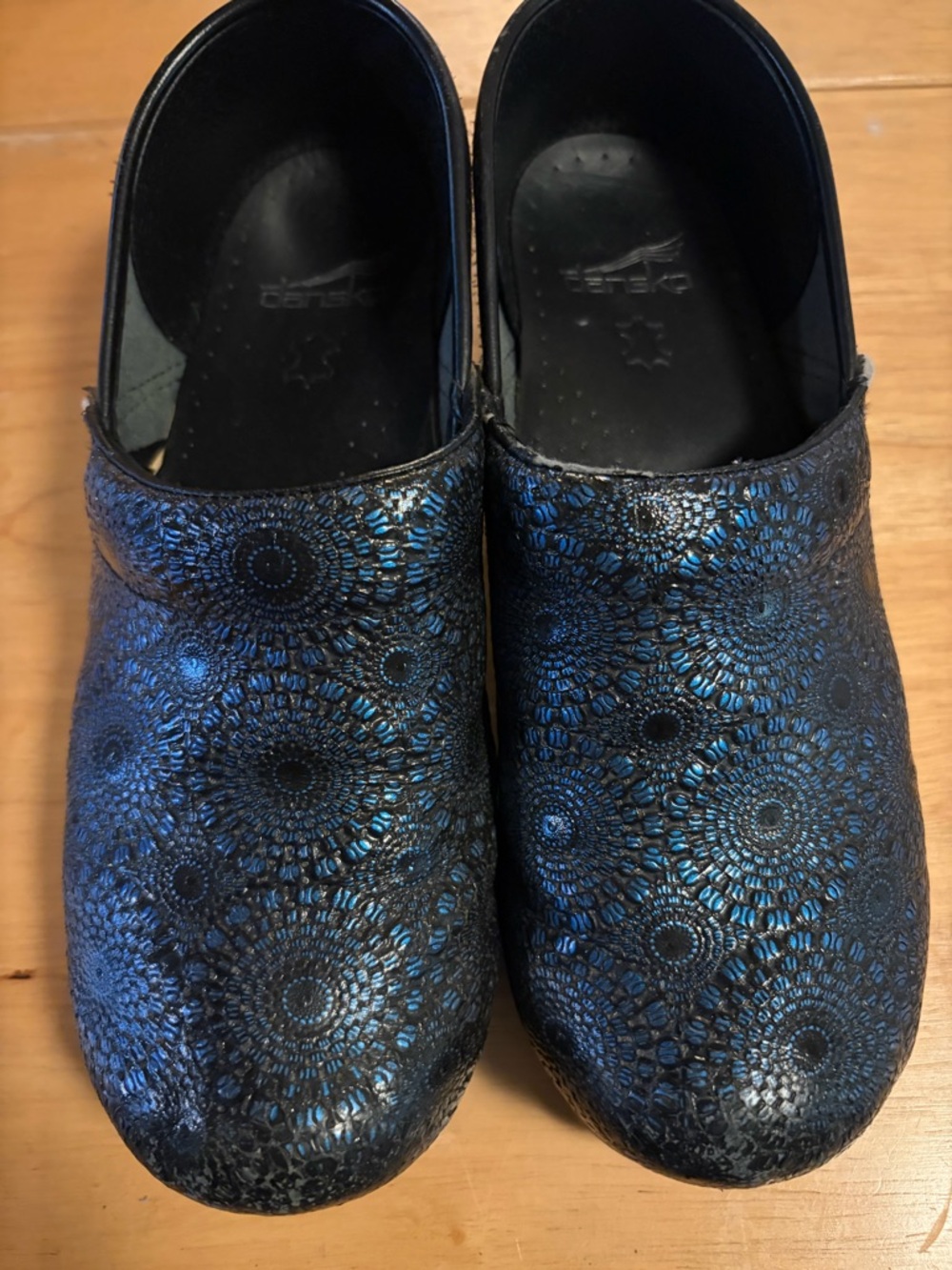 Dansko Blue Textured Floral-Patterned Clog